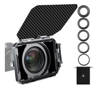 K&F Concept Matte Box Boîte mate pour appareil photo reflex numérique avec drapeau supérieur en fibre de carbone avec anneaux adaptateurs 67/72/77/82/95 mm, pour filtre UV ND carré 4 x 5,65 mm