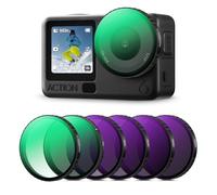 K&F CONCEPT Pack de 6 Filtres pour Caméra d'action (CPL+ND8+ND16+ND32+ND64+Black Mist 1/4), Lentille HD, Double Revêtement Antireflet, Compatible avec DJI Action 6