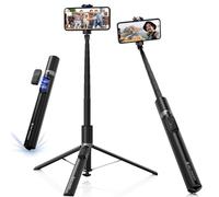 K&F Concept Perche à Selfie Auto-Ouvert, Selfie Stick Trépied avec Télécommande Bluetooth Rechargeable, Support de Téléphone pour Vlog, Design Pliable et Léger, Compatible avec iPhone/Android, Noir