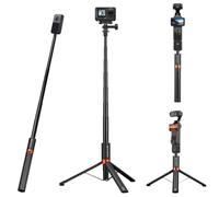 K&F CONCEPT Perche à Selfie de 168 cm, Trépied 2 en 1 avec vis 1/4" | Poignée invisible pour caméras d'action, compatible DJI Osmo Pocket 4/3, Insta360 Luna Ultra/X6/X5/X4/Ace/Ace Pro, JF-105L