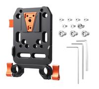 K&F CONCEPT Plaque Batterie V-Mount avec 2 Pinces pour Tubes 15mm | Adaptateur V-Lock à Dégagement Rapide avec Vis M3/M4 pour Bras Magiques, Cages et Ventilateurs de Caméra, MS-55