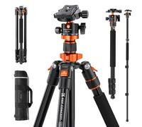 K&F Concept S210 - Trépied pour appareil photo reflex numérique Compact trépied en aluminium avec têt à rotule 360 degrés et une charge de 8 kg pour les voyages et le travail