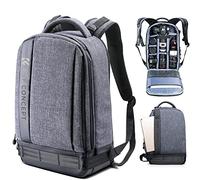 K&F Concept Sac a Dos Appareil Photo Reflex/Ordinateur/Trépied Accessoires Noir pour Canon Nikon Sony Olympus, Mochila, Tablette, Gris, L