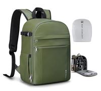 K&F CONCEPT Sac à Dos pour Appareil Photo Compact, Sac Photo avec Housse de Pluie, Compartiment pour Ordinateur Portable, Sacoche pour Reflex trépieds objectifs-Vert