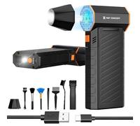 K&F CONCEPT Souffleur Air Comprimé, LCD Écran Modèle 300000 TR/Min Mini Souffleur Dépoussiéreur Électrique Vitesse du Vent | 3 Vitesses Ajustablesavec Lampe de Poche pour Camping Éxtérieur