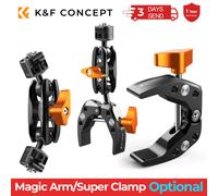 K&F CONCEPT Super pince multifonctionnelle avec double rotation à 360° ° Bras magique à tête sphérique pour GoPro Insta360 DJI OSMO Action Camera Phone Clamp Arm