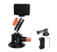 K&F CONCEPT Support à Ventouse 3″ (76.2mm) avec Bras Magique Double Rotule, Pince Téléphone & Adaptateur GoPro - Fixation Caméra/Smartphone 1/4″ & 3/8″ pour Pare-Brise et Surface Lisse