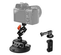 K&F CONCEPT Support à Ventouse 4,5″ (115 mm) avec Bras Magique Double Rotule, Pince Téléphone & Adaptateur GoPro - Fixation Caméra/Smartphone 1/4″ & 3/8″ pour Pare-Brise et Surface Lisse