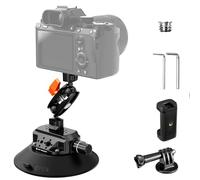 K&F CONCEPT Support à Ventouse 6″ (152mm) avec Bras Magique Double Rotule, Pince Téléphone & Adaptateur GoPro - Fixation Caméra/Smartphone 1/4″ & 3/8″ pour Pare-Brise et Surface Lisse