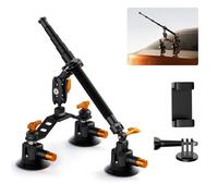 K&F CONCEPT Support Caméra Voiture à 3 Ventouses 3" avec Perche Extensible et Bras Magique 360° - Fixation Vacuum Sécurisée pour GoPro, Insta360, Smartphone - Accessoire Photo Vidéo Auto