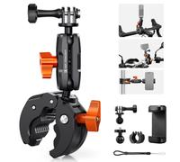 K&F CONCEPT Support Moto Vélo Caméra Sport Rotule 360° | Fixation guidon réglable compatible avec GoPro, Insta360 et DJI Osmo Action pour moto, vélo et tubes 8-47mm, MS66