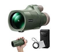 K&F CONCEPT Telescope Monoculaire 12X50 HD Étanche BAK4 Prisme Revêtement Vert Téléscope avec Interface Trépied pour Observation Oiseaux, Chasse, Randonnée (IP66 Étanchéité Vert)