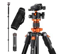 K&F Concept Trepied 158CM, Trépied Appareil Photo en Aluminium, Monopode Détachable, Trépied Voyage Compact Léger K254A1 avec Rotule Metal 360°, Plaque Rapide, Sac de Transport, Max: 10kg (SA254M1)