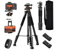 K&F Concept Trépied Appareil Photo 190cm, S255A3+BH-36 Trépieds Caméra Compact avec 360° Rotule Ball pour DSLR Caméra,Trépied Smartphone avec Téléphone Support, 8kg Charge Max