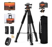 K&F Concept Trépied Appareil Photo 190cm, S255A3+BH-36 Trépieds Caméra Compact avec 360° Rotule Ball pour DSLR Caméra,Trépied Smartphone avec Téléphone Support, 8kg Charge Max