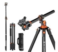 K&F CONCEPT Trépied Appareil Photo, 230CM Trépied Vidéo avec Bras Extension, Trepied Monopode Professionnel en Aluminium, Reflex Pied Caméra 360° Tête Ball et Plaque de Dégagement pour Canon DSLR