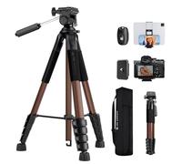 Trépied Appareil Photo pour Smartphone 190cm, K&F Concept S255A3+BV01 Trépied Léger, Trépied Caméra avec Clip de Téléphone, DSLR Nikon Canon Sony, iPhone, Samsung, Tête Panoramique à 3 Voies