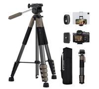 K&F Concept Trépied Appareil Photo pour Smartphone 190cm, S255A3+BV01 Trépied Léger, Trépied Caméra avec Clip de Téléphone, pour DSLR Nikon Canon Sony, iPhone, Samsung, Télécommande Bluetooth