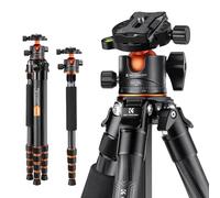 K&F Concept Trepied Carbone Monopode Appareil Photo 156cm, Trépied Professionel Compact Portable pour DSLR, Trepied Voyage Leger avec Rotule Metal Sac Transport Inclus Max:15kg (A255C2+BH-35L)