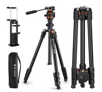 Trépied Appareil Photo pour Smartphone 182cm, Trépied Caméra avec Clip de Téléphone, pour DSLR Nikon Canon Sony, iPhone, Samsung, Tête Pan Amovible, Télécommande Bluetooth
