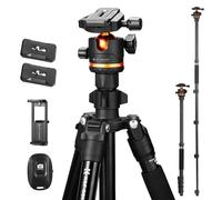 K&F CONCEPT Trépied Appareil Photo pour Smartphone 192cm, Trépied Caméra avec Clip de Téléphone, Monopode Amovible pour Canon Nikon Sony DSLR iPhone Smartphone, Télécommande Bluetooth