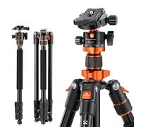 K&F Concept Trépied Photo Aluminium 200cm avec Monopode | Rotule à billes, plaque détachable, charge 10kg, noir/orange, professionnel, compact - O234A7+BH-28L