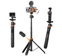 K&F CONCEPT MS08 Trepied Smartphone et Appareil Photo 159cm 2-en-1, Perche à Selfie Extensible avec Télécommande Bluetooth, Compatible avec iPhone GoPro Samsung Canon Nikon Sony Pocket 3 Pocket 4