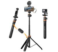 K&F CONCEPT Trepied Smartphone et Appareil Photo 159cm 2-en-1, Perche à Selfie Extensible avec Télécommande Bluetooth, Compatible avec iPhone GoPro Samsung Canon Nikon Sony