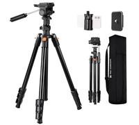 K&F Concept Trépied Vidéo 196cm, Trépied Caméra avec tête pivotante à 3 Voies Inclinaison à +100°/-70°, Charge de 4kg, pour Appareil Photo,Reflex,DSLR, pour Smartphone avec Téléphone Support