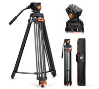 K&F CONCEPT Trépied Vidéo 202cm avec Tête Fluidique, Trépied Appareil Photo Lourd en Aluminium avec Amortissement de Friction Fluide, Plaque de Dégagement Rapide pour Reflex, Charge Max 8 kg