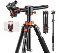 K&F Concept Trident-T : trépied avec bras inclinable, pieds pointes et support téléphone