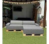 K´Foam Store Arko Canapé lit modulaire en mousse double méridienne pour intérieur et extérieur avec accoudoirs Gris 240 x 160 cm