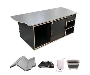 K´Foam Store Meuble Camper pour Vans VW T5, T6, T6,1 Multivan et Californie sans meuble latéral avec accessoires et matelas inclus
