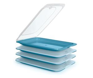 K&G - Charcuterie Conteneur Fresh Système, Conservation Optimale des Tranches dans Le Réfrigérateur, 4 Unités Incluses, Mesures 17 x 3.2 x 25.2 cm