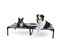 K&H PET PRODUCTS Lit surélevé, rafraîchissant pour Chiens, avec Maille Respirante Lavable, Pieds en Caoutchouc antidérapant, lit Portable pour intérieur et extérieur, Maille Gris/Noir, Taille XL