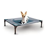 K&H Pet Products Lit surélevé, rafraîchissant pour Chiens, avec Maille Respirante Lavable, Pieds en Caoutchouc antidérapant, lit Portable pour intérieur et extérieur, Maille Gris/Noir Moyen