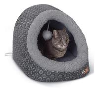 K&H Pet Products Thermo-Pet Cave Panier Chauffant pour Chat Gris/Fleurs géométriques 43,2 x 38,1 x 33 cm