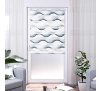 K-Home Klemmfix Madrid Store Enrouleur Double, sans perçage, Motif de Vague imprimée, Gris, 45 x 200 cm (l x L)