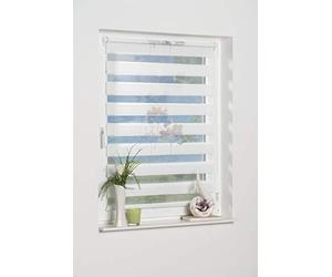 K-home Store Double Klemmfix Denia sans perçage, Tissu, Fleur (Gris), 60 x 150 cm (B x L)