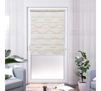 K-Home Store Enrouleur Double Klemmfix Madrid sans perçage Motif Vague imprimée Beige 90 x 200 cm (l x L)
