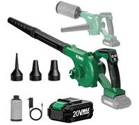 K I M O. Souffleur de feuilles et aspirateur sans fil 4 en 1, 3 buses pour gonflage et dégonflage, 190 MPH/260 CFM, panneau intelligent avec 3 modes, tube étendu de 50,8 cm, batterie de 2000 mAh pour