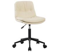 K IKIDO Chaise de bureau ergonomique - Chaise de bureau pivotante à 360° pour la maison - Chaise spéciale pour maquillage et coiffeuse - Chaise pivotante en fibre de cuir (blanc)