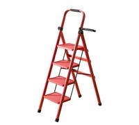 K IKIDO Escabeau pliable avec main courante, 4 marches - Antidérapant, facile à ranger - Marches larges - Convient pour la cuisine, la maison et la maison - Charge maximale : 150 kg (4 marches)