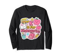 K is for Kindergarten Girls Teacher Back to School Women Manche Longue