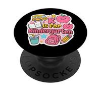 K is for Kindergarten Girls Teacher Back to School Women PopSockets PopGrip Adhésif
