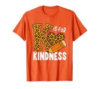 K is for Kindness Teacher Coeur en Forme de léopard Orange pour Tout-Petit T-Shirt