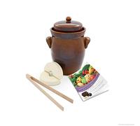 K&K Pot à fermentation en céramique Forme 2 avec couvercle, pierre et pince 5 l