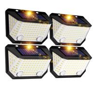 K Kasonic Lampes de Clôture Solaires à Double Capteur, 6500K Lumières Solaires Étanches avec Angle d'Éclairage de 300° pour le Jardin, Lot de 4 Lumières Solaires Murales Extérieures pour la Maison