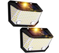 K Kasonic Lampes de Clôture Solaires à Double Capteur, 6500K Lumières Solaires Étanches avec Angle d'Éclairage de 300° pour le Jardin, Lot de 2 Lumières Solaires Murales Extérieures pour la Maison