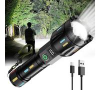 K Kasonic Rechargeable Led Flashlight, Portable Usb Torch With Zoom, Emergency Light With Battery Indicator, Camping Light For Hiking And Dog Walks